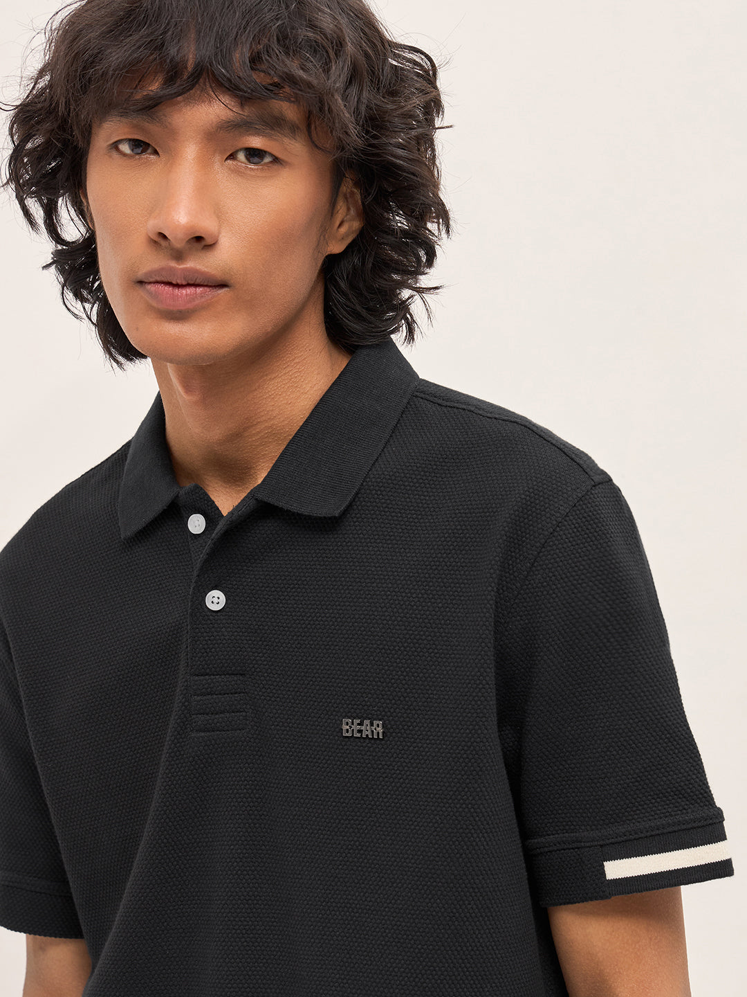 Men Black Slim Fit Polo