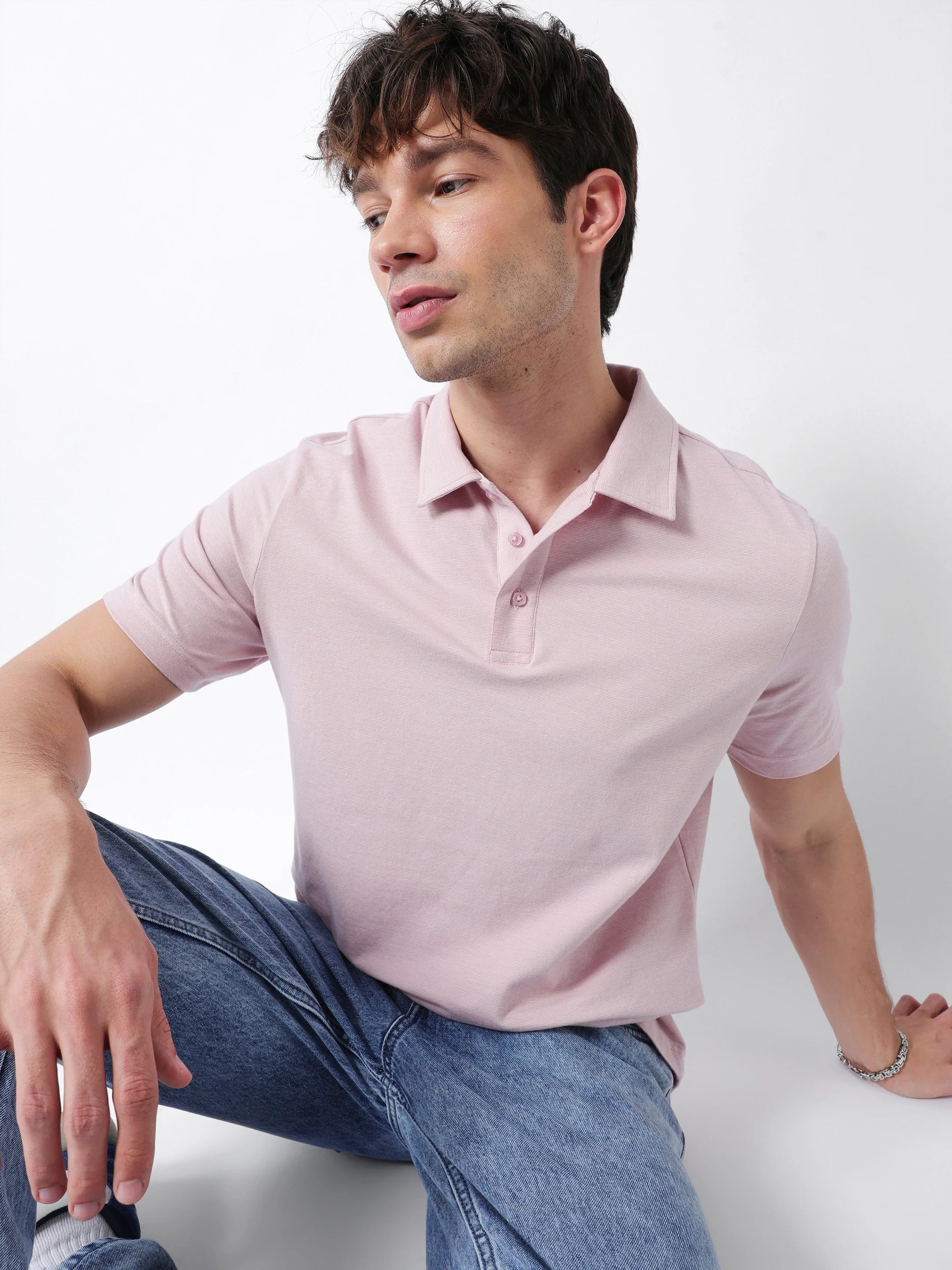 Men Pink Regular Fit Polo