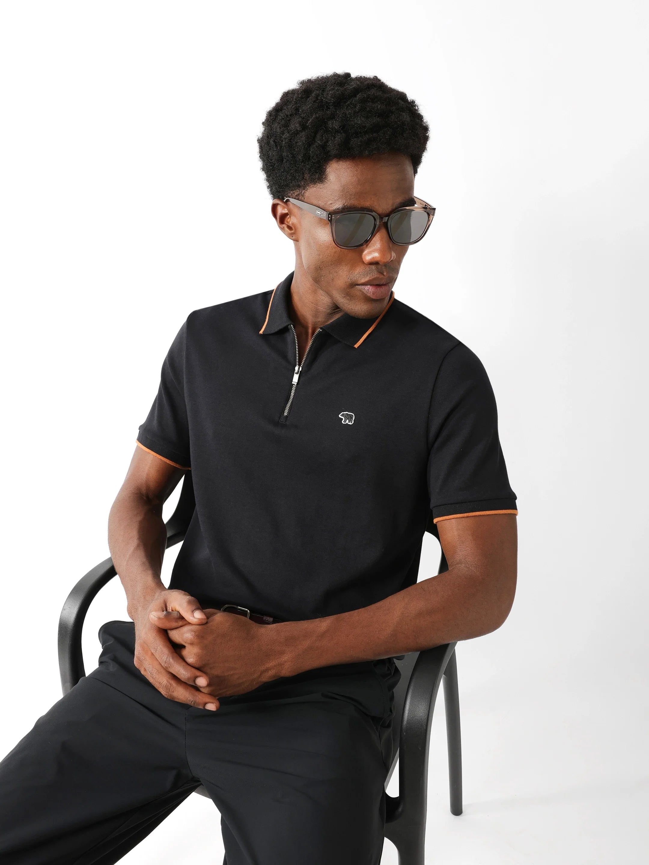 Men Black Solid Polo