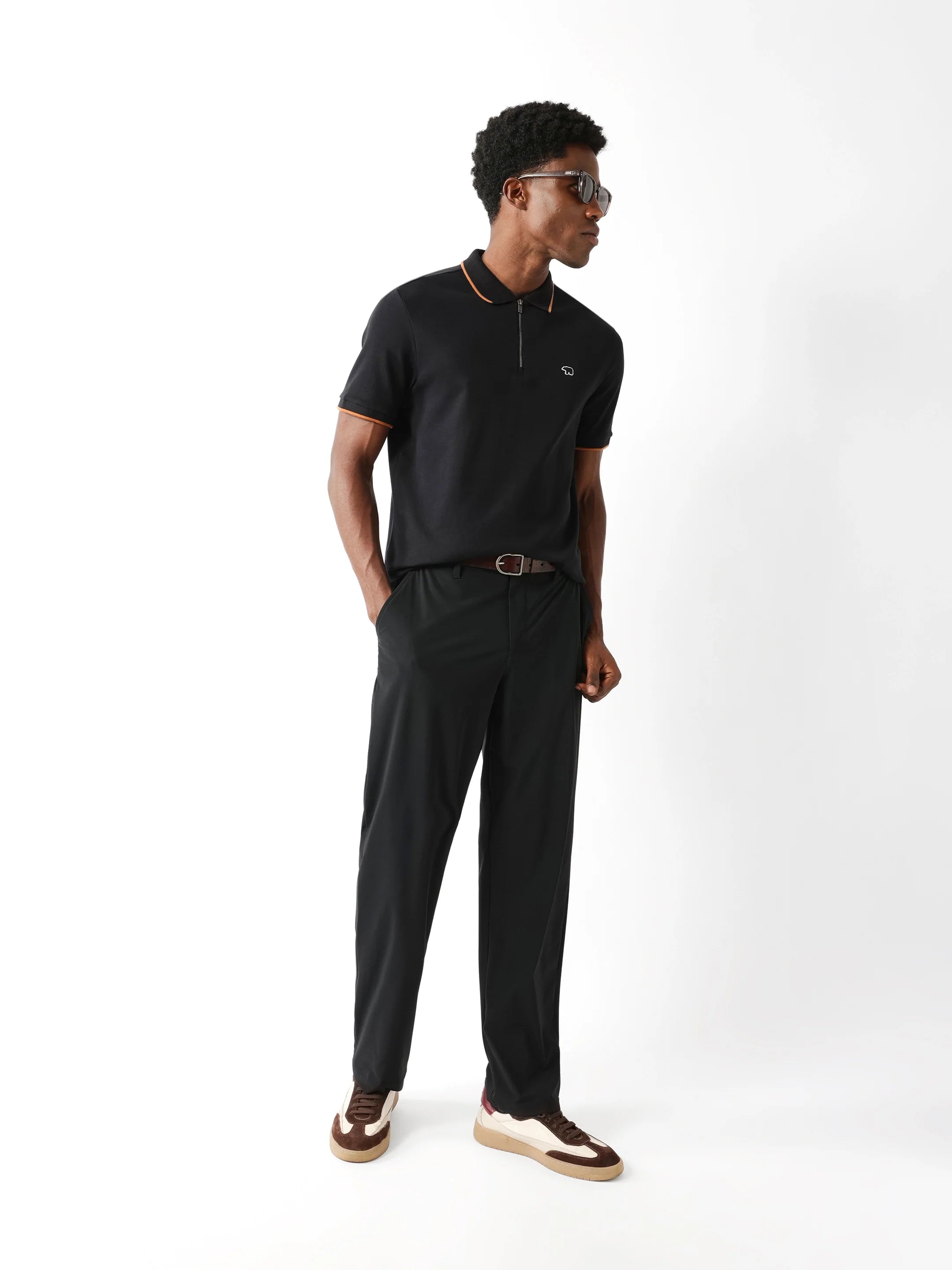 Men Black Solid Polo