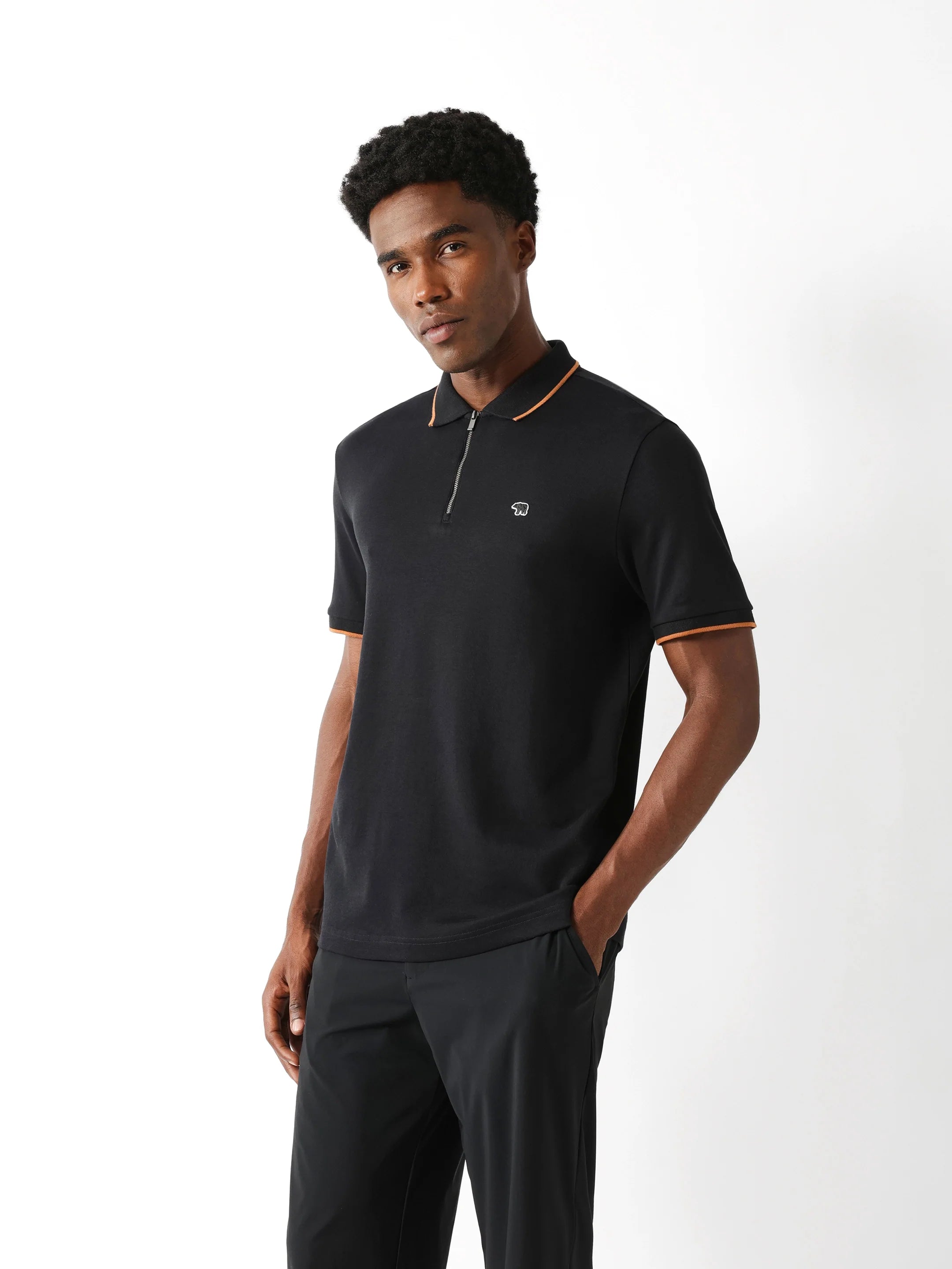 Men Black Solid Polo