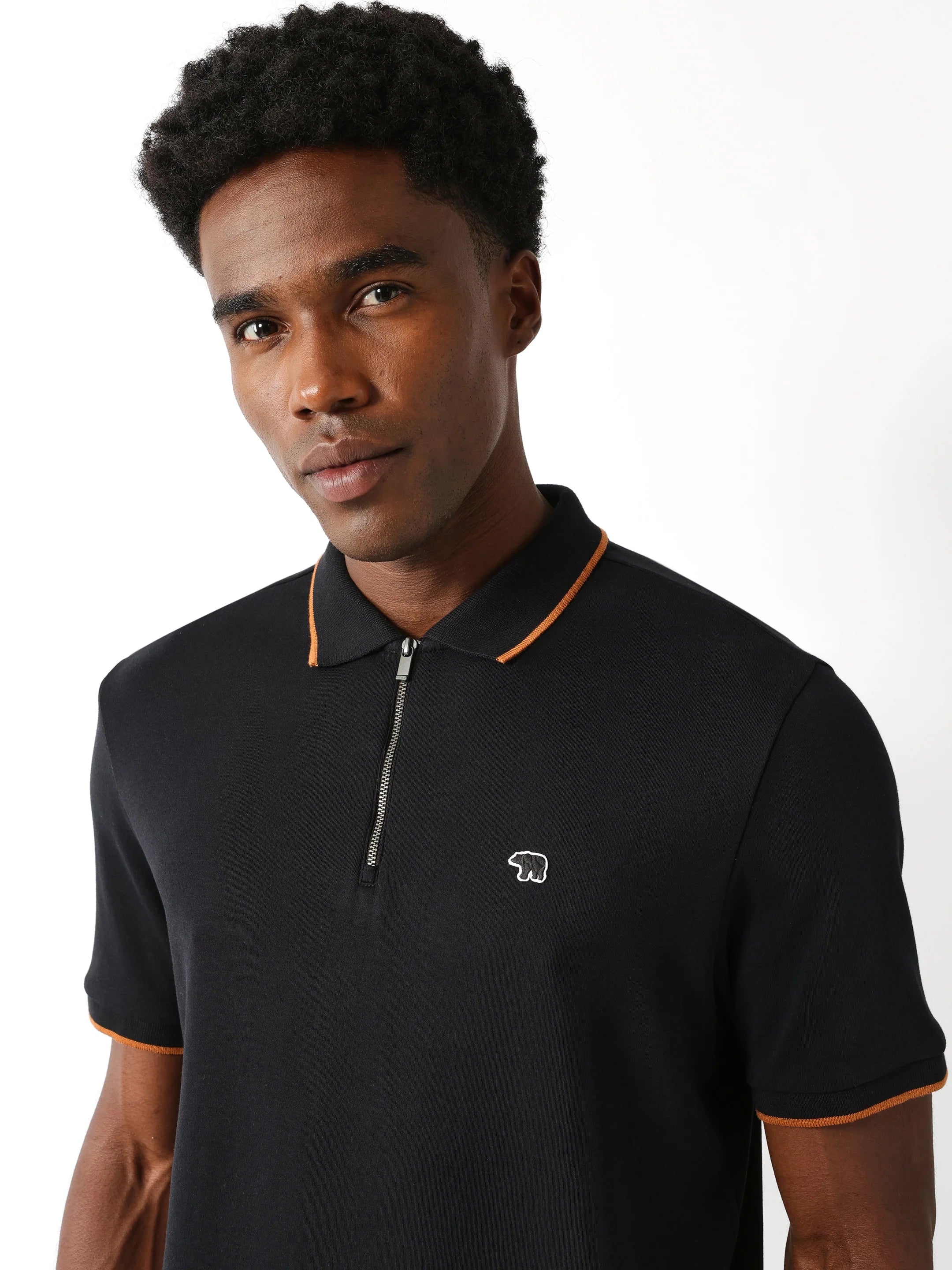 Men Black Solid Polo
