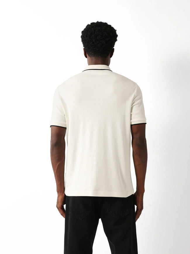 Men Off White Solid Polo