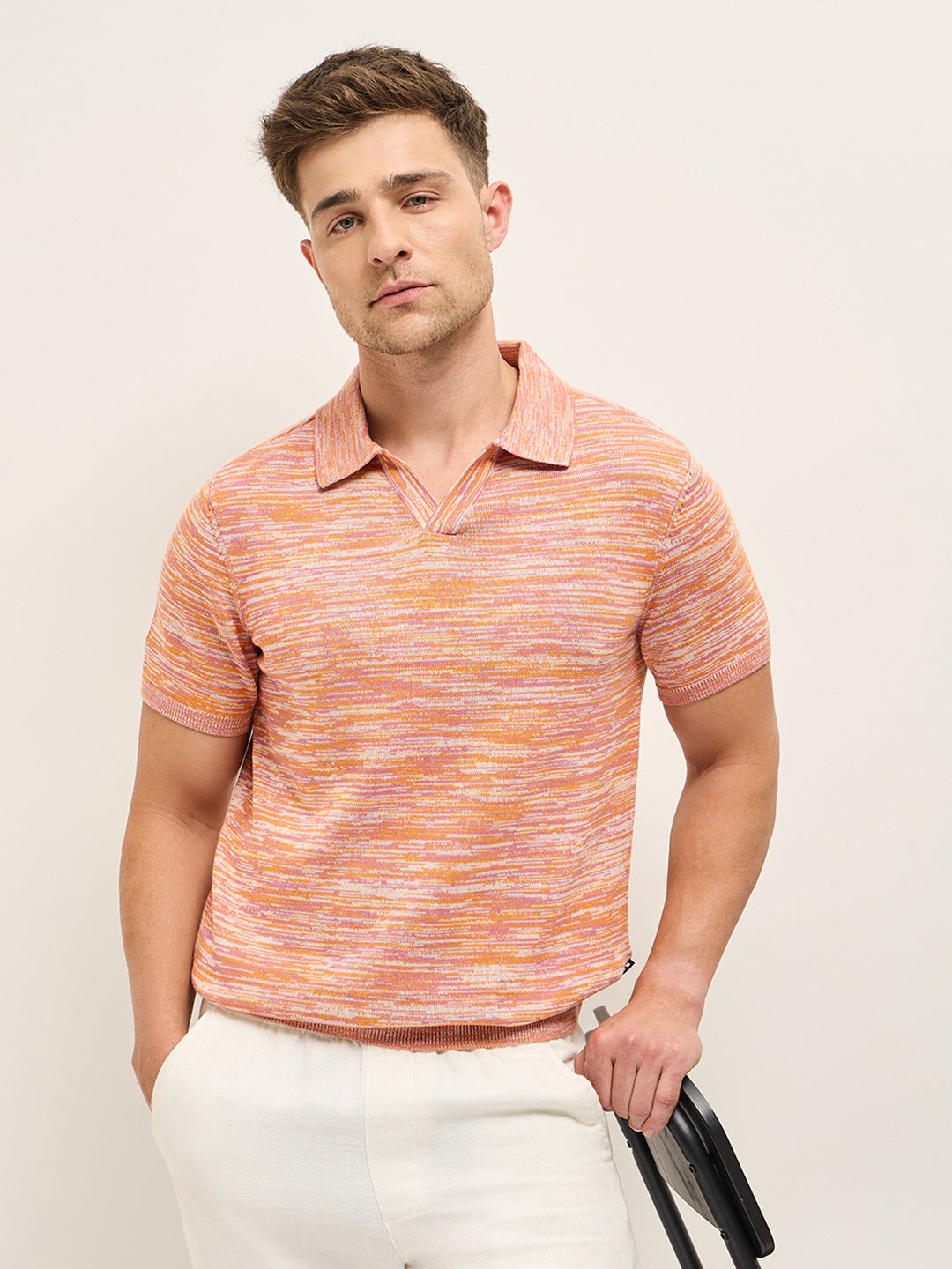 Men Multi-Color Marled texture Regular Fit Polo