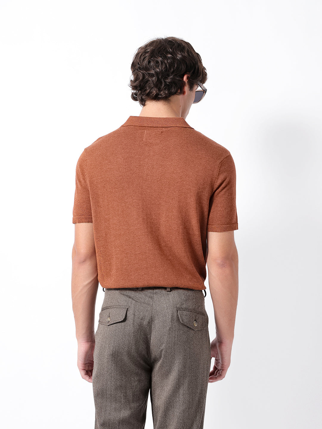 Men Mustard Cotton Solid Polo T-Shirt