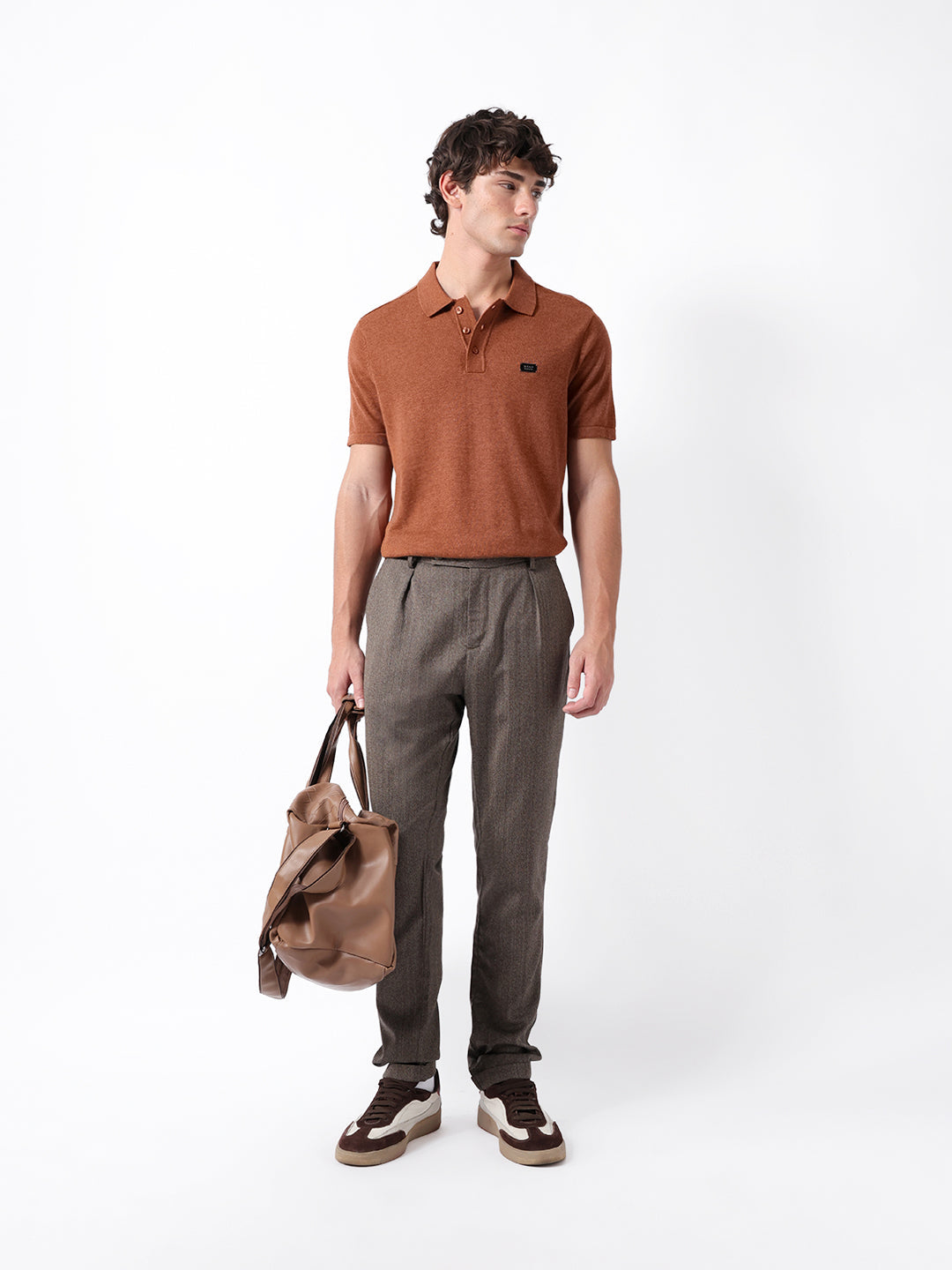 Men Mustard Cotton Solid Polo T-Shirt