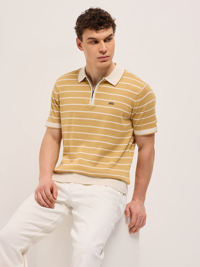 Men Mustard Slim Fit Polo