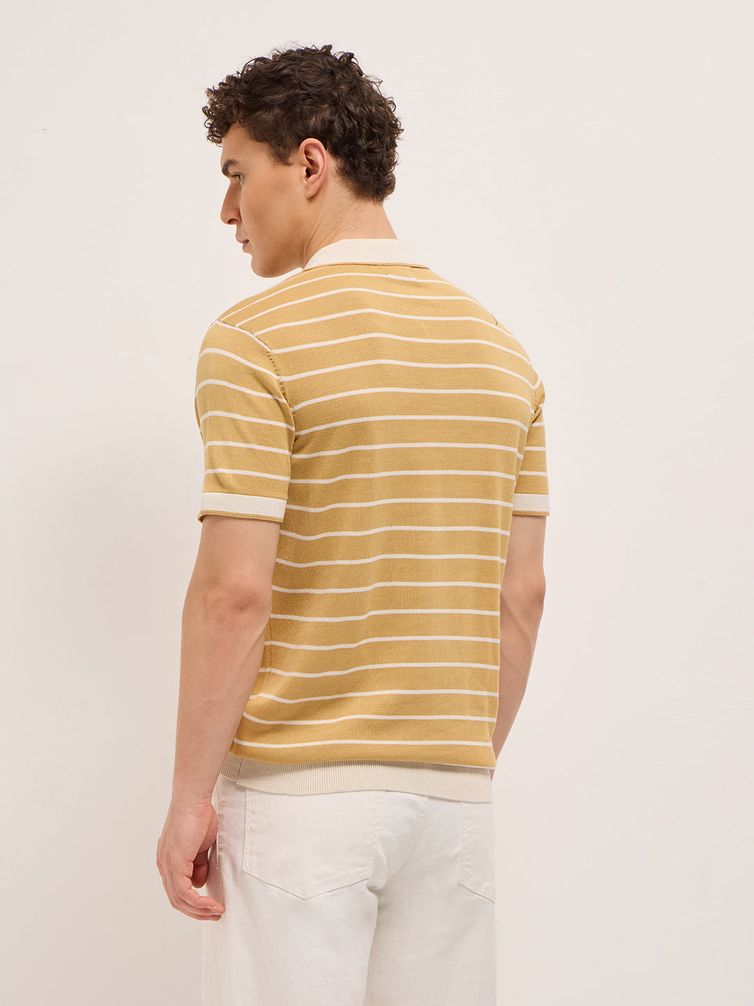Men Mustard Slim Fit Polo