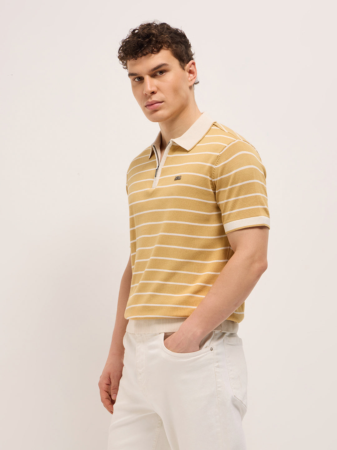 Men Mustard Slim Fit Polo