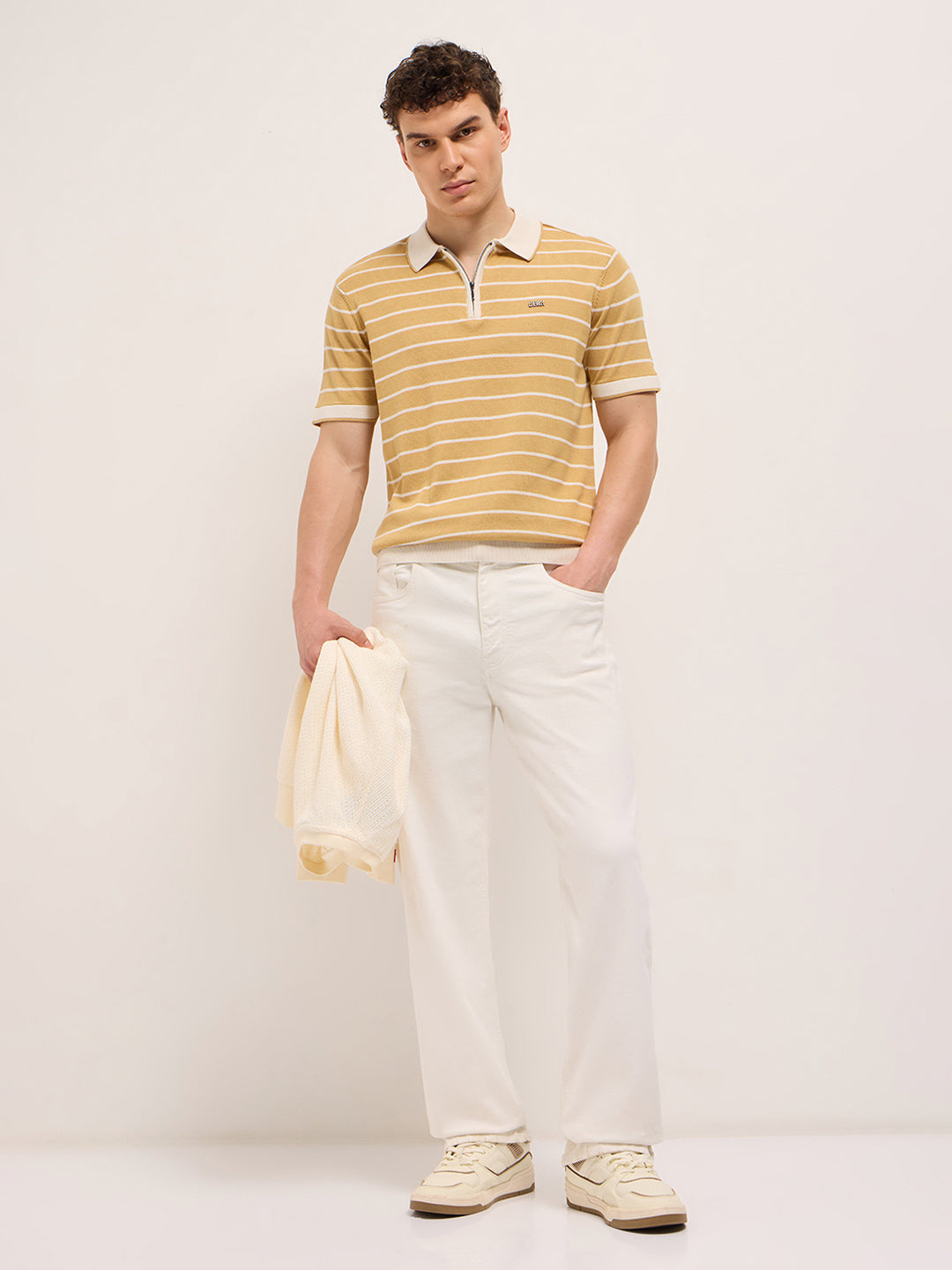 Men Mustard Slim Fit Polo