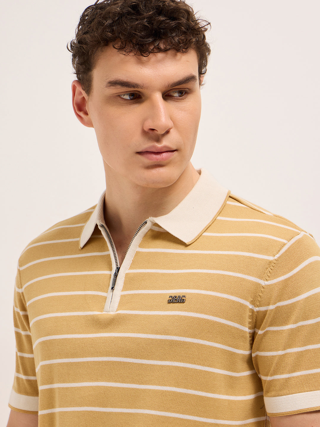Men Mustard Slim Fit Polo
