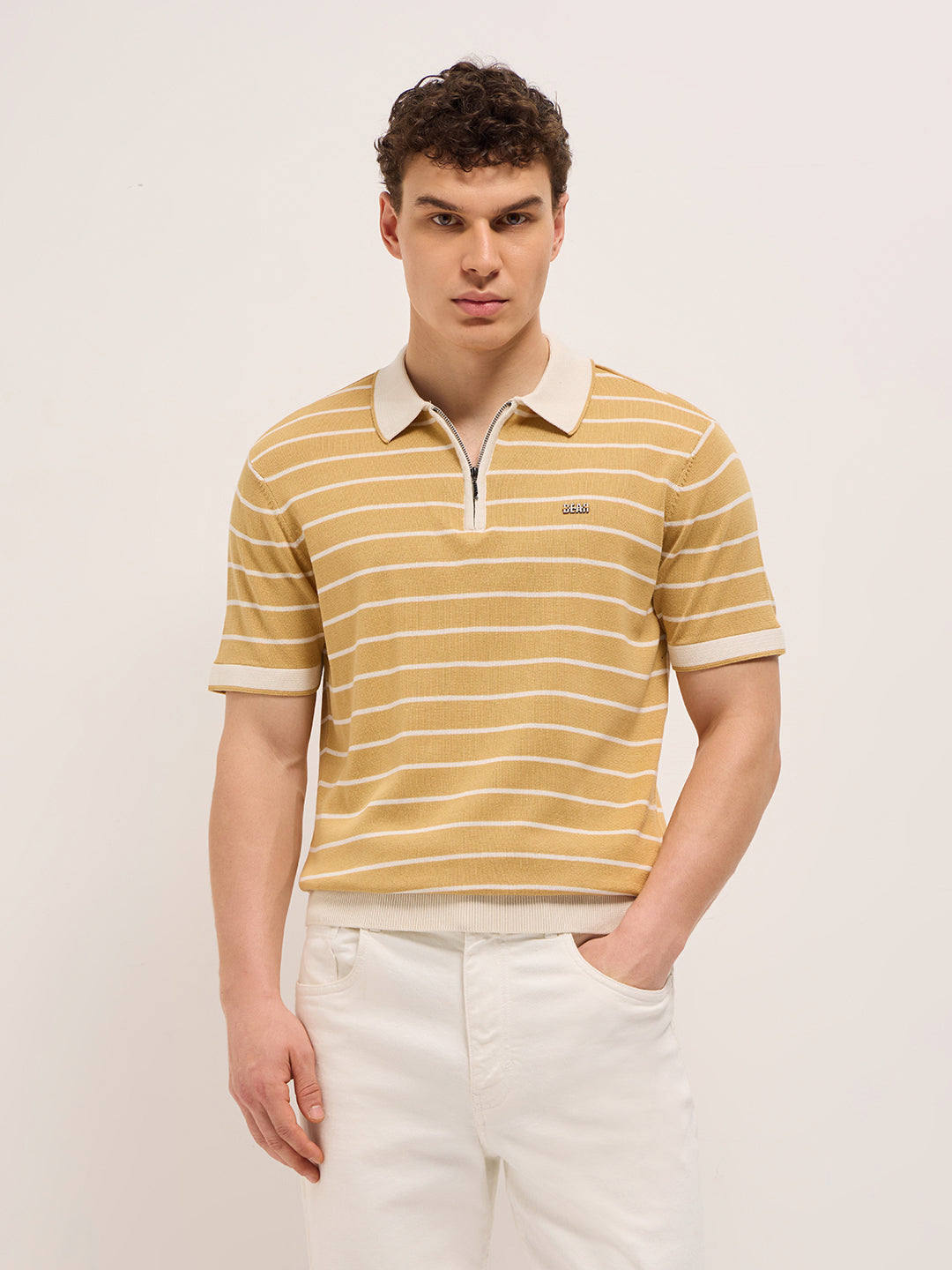 Men Mustard Slim Fit Polo