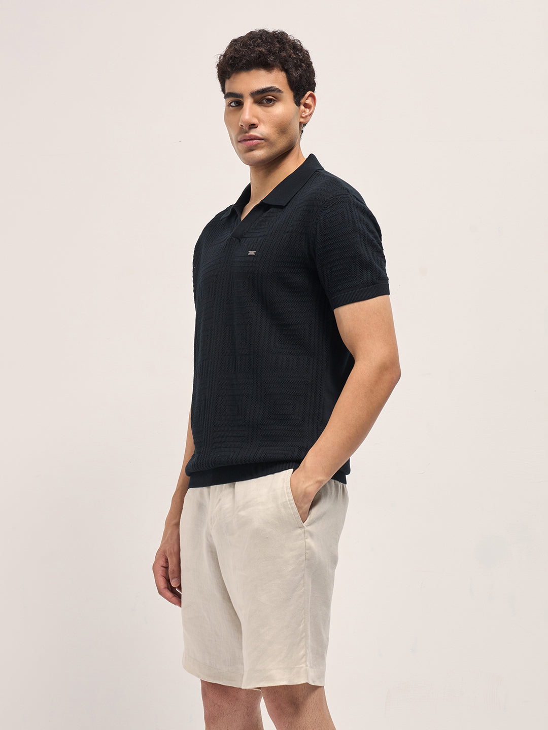 Men Black Slim Fit Polo