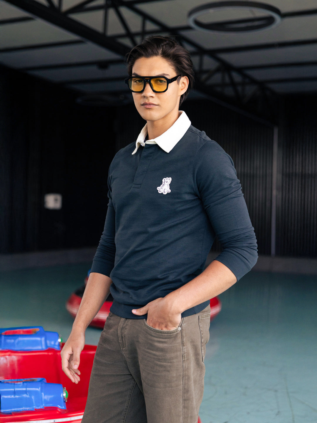 Men Green Solid Cotton Polo T-Shirt