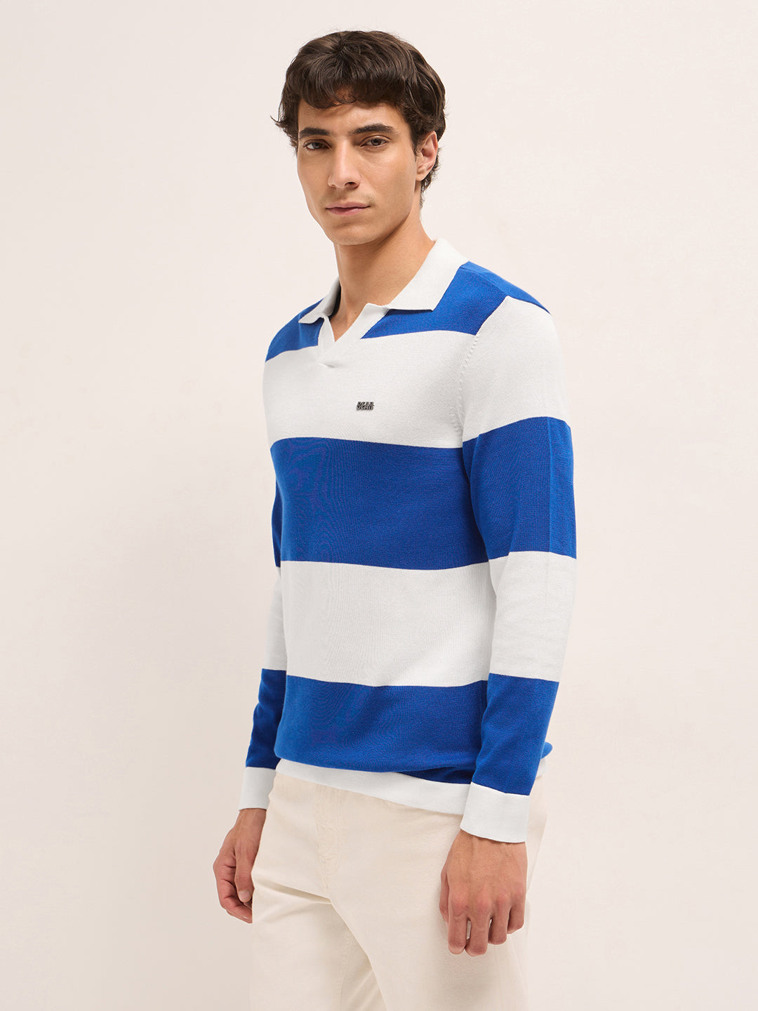 Men Cotton Striped Polo T-Shirt