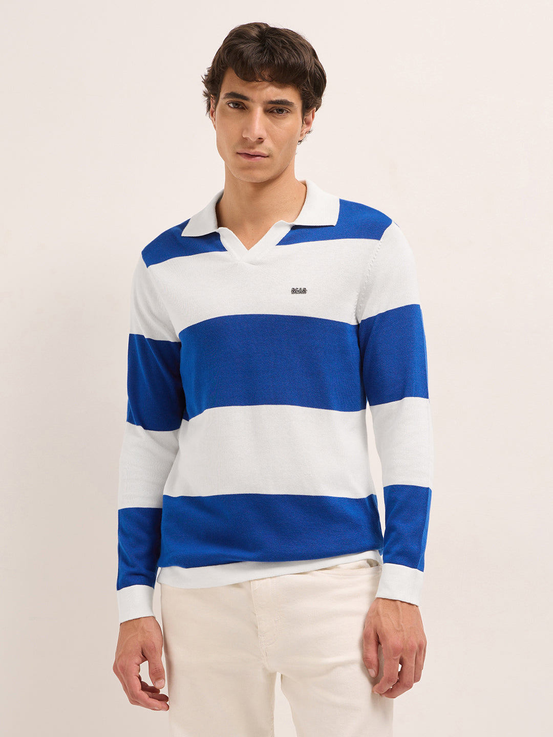 Men Cotton Striped Polo T-Shirt