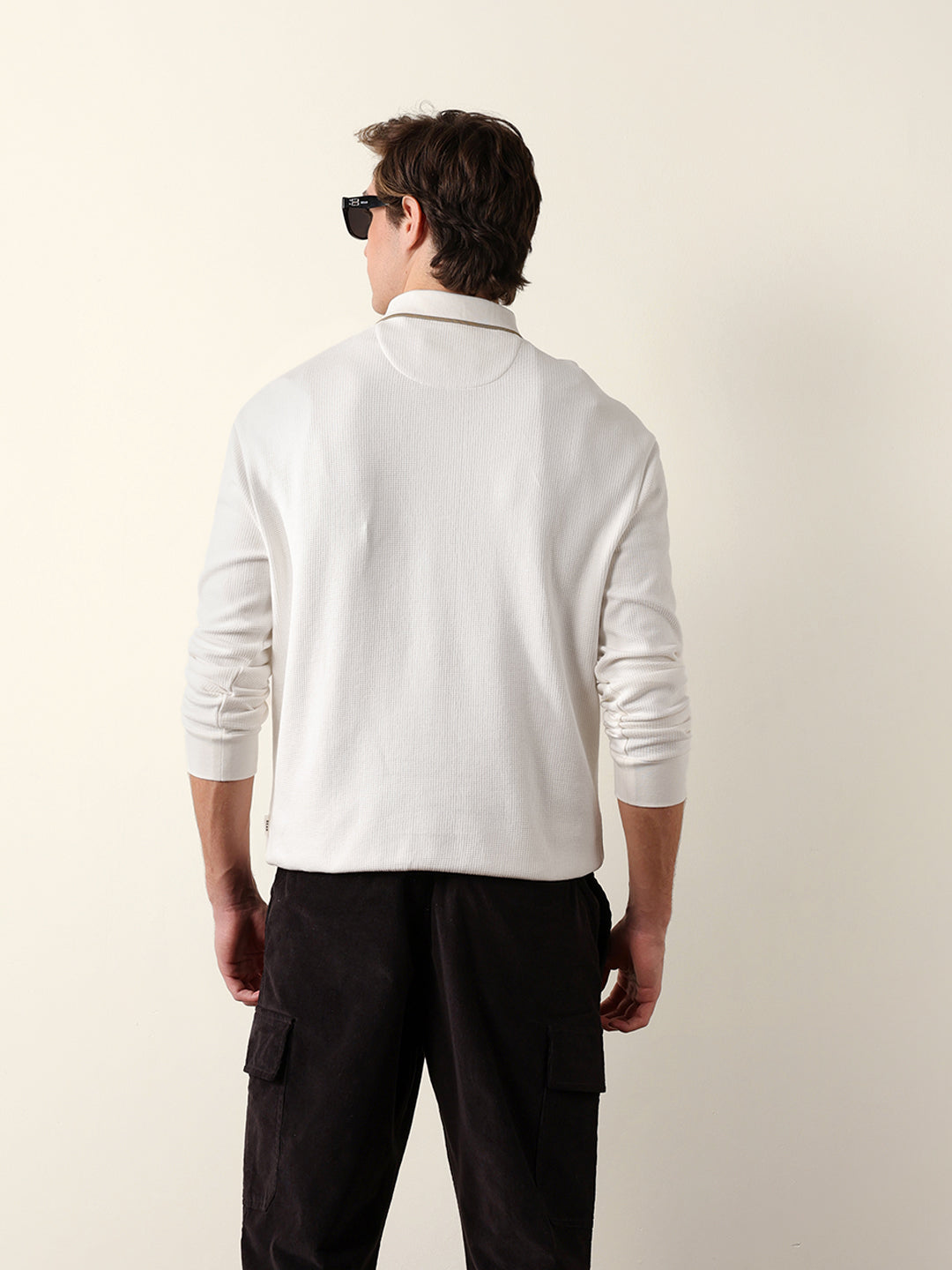 Men Solid Zip-Neck Sweatshirt