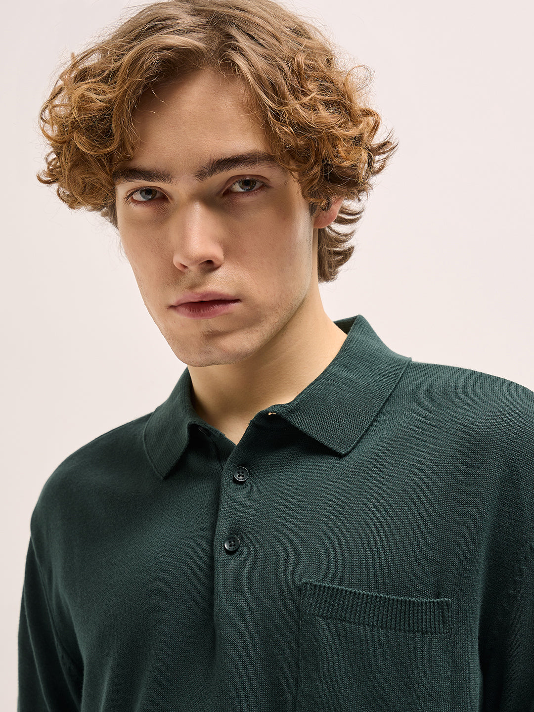 Men Forest Green Solid Regular Fit Polo