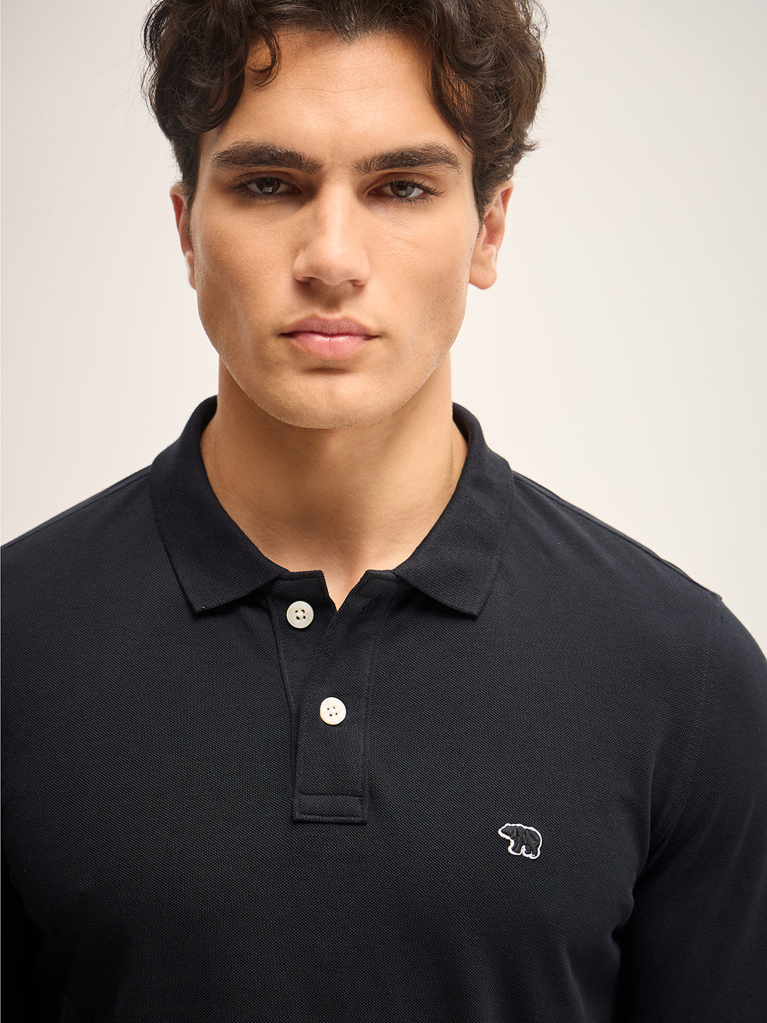 Men Black Solid Regular Fit Polo Collar T-shirt
