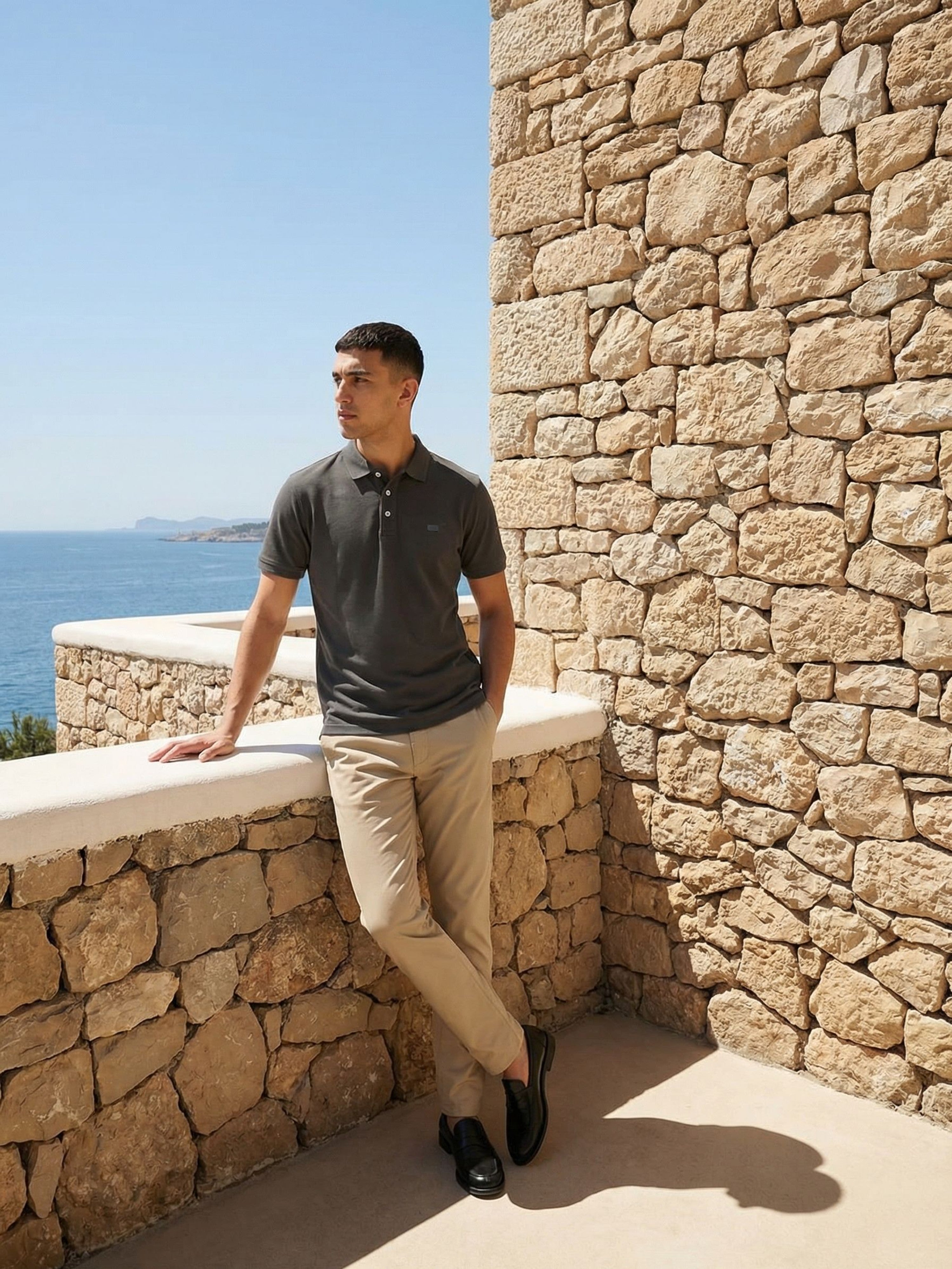 Men Olive Solid Cotton Polo T-Shirt