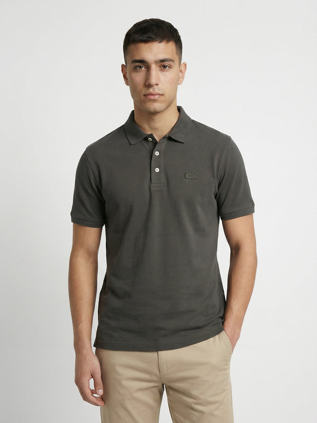 Men Olive Solid Cotton Polo T-Shirt