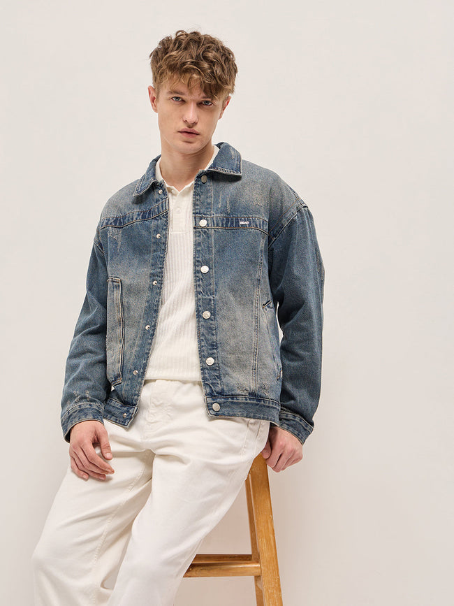Men Classic Light Blue Denim Jacket