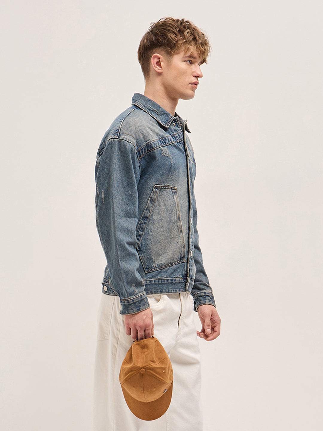 Men Classic Light Blue Denim Jacket