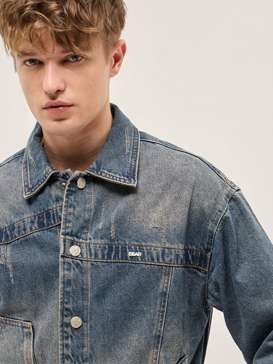 Men Classic Light Blue Denim Jacket