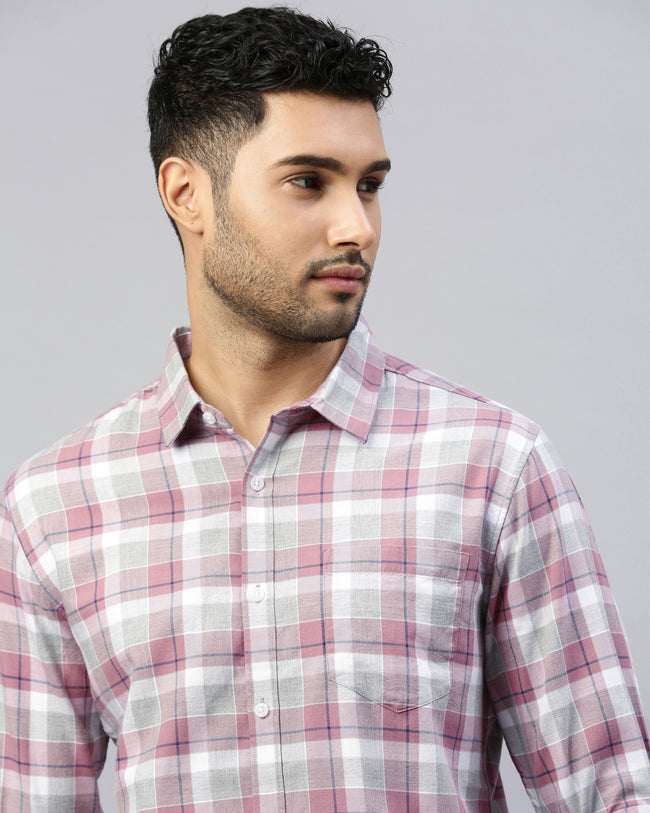 Men Mauve Cotton Slim Shirt