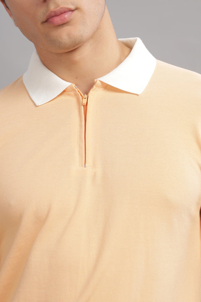 Men Peach Fuzz Regular Fit Polo T-Shirt