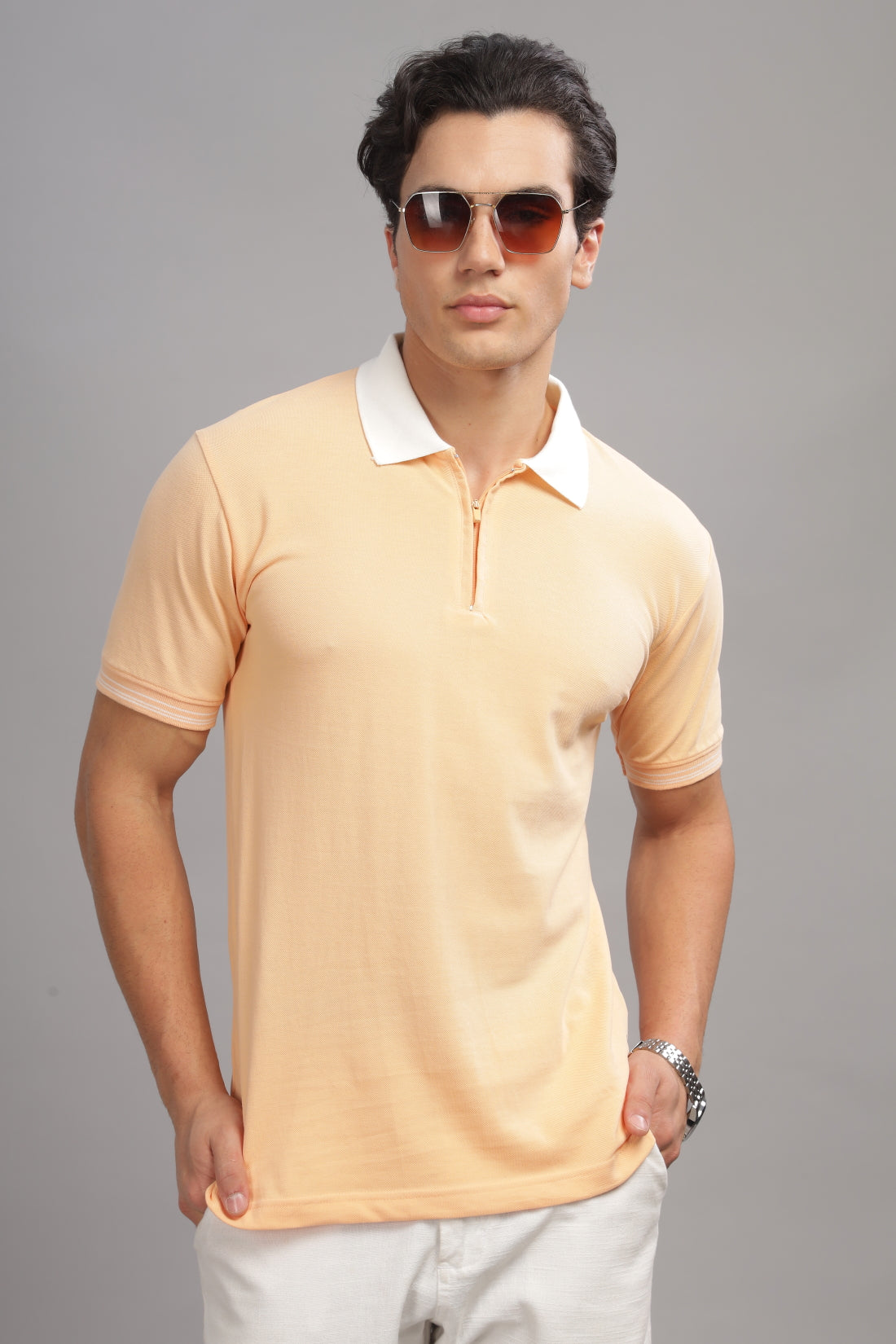 Men Peach Fuzz Regular Fit Polo T-Shirt