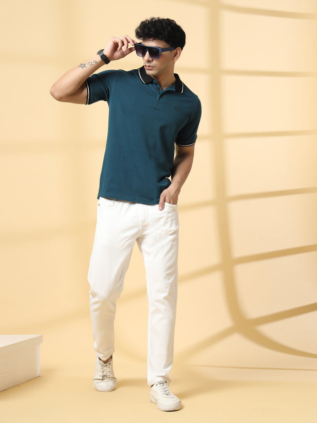 Men Teal Urban Classic Polo T-Shirt