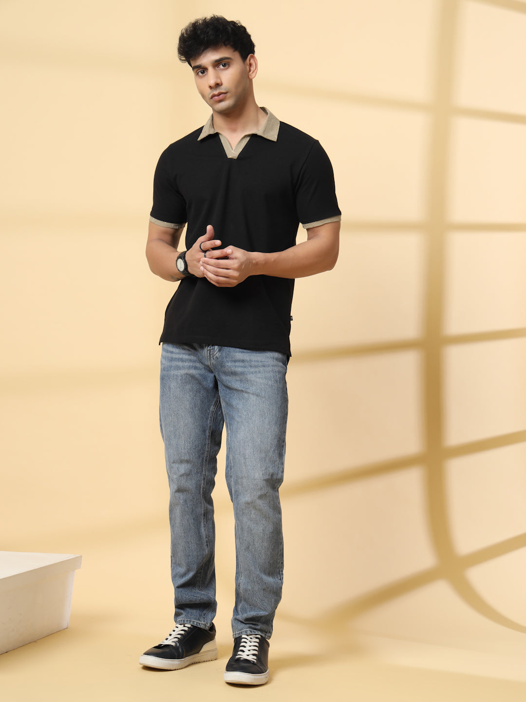 Men Black Polo T-shirt