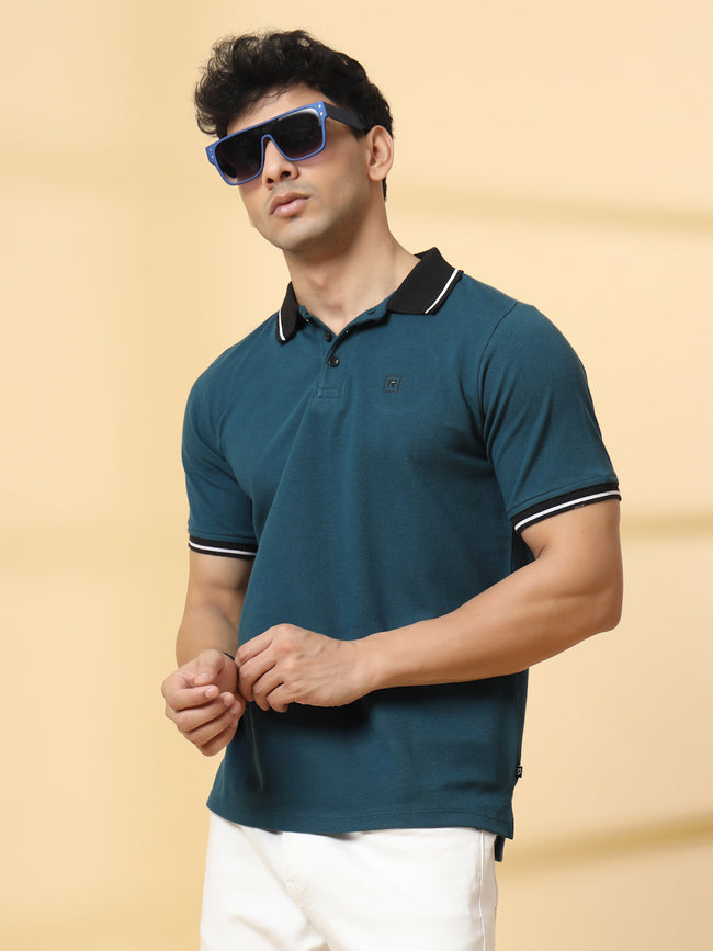 Men Teal Urban Classic Polo T-Shirt