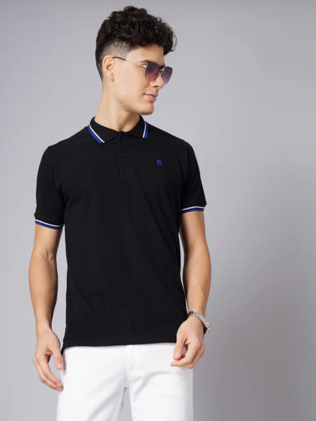 Men Polo Black T-Shirt