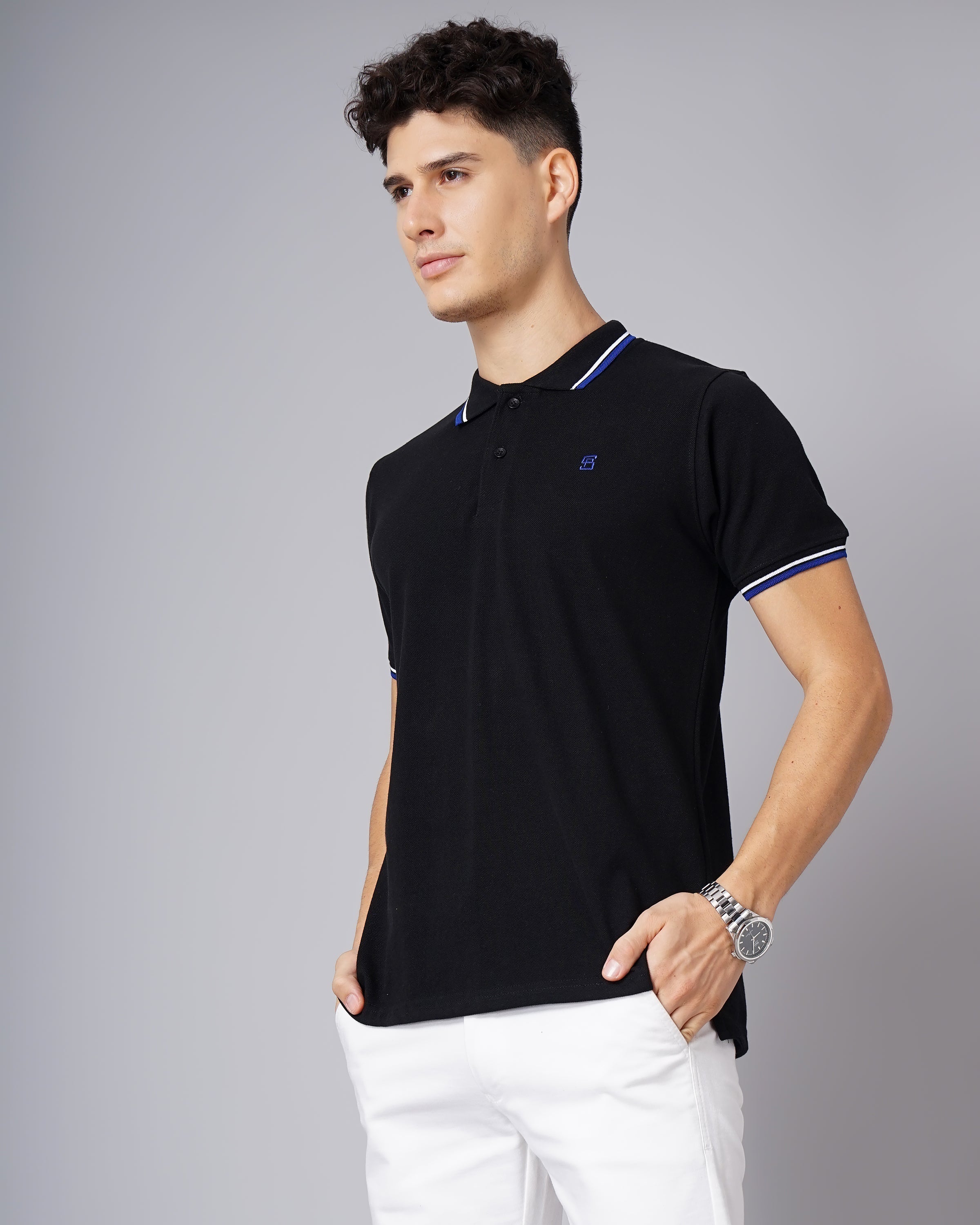 Men Polo Black T-Shirt