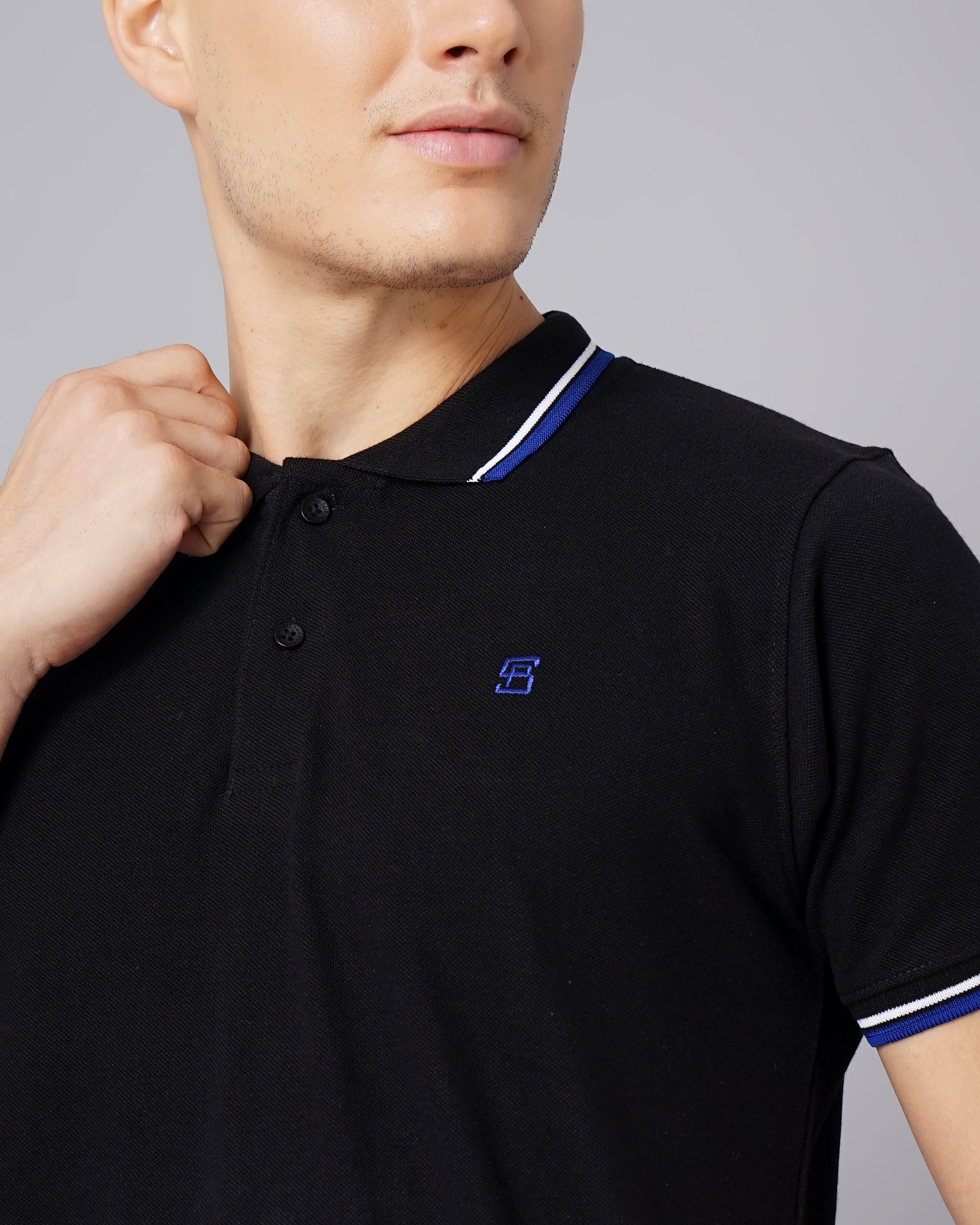Men Polo Black T-Shirt