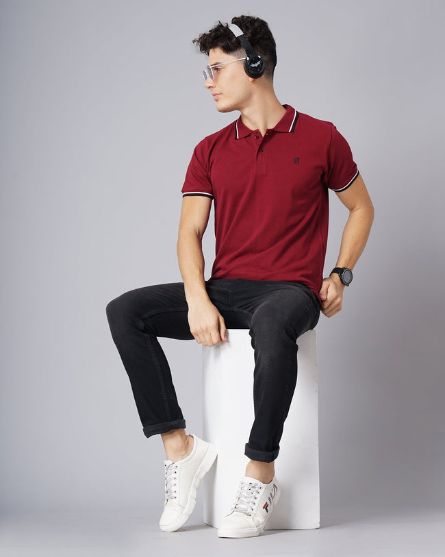 Men Polo Maroon T-Shirt