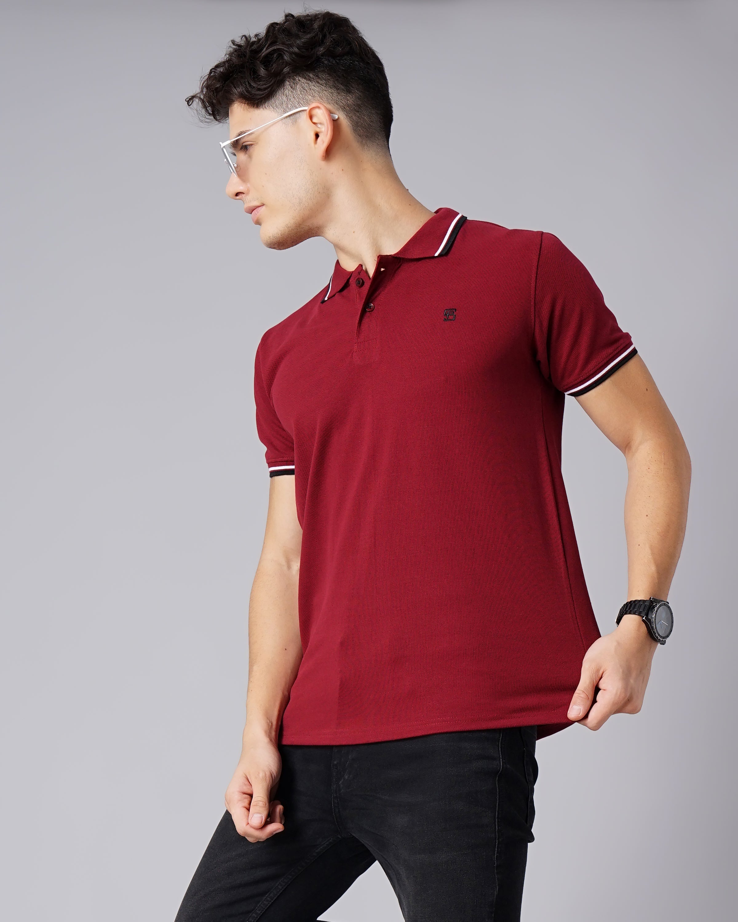 Men Polo Maroon T-Shirt