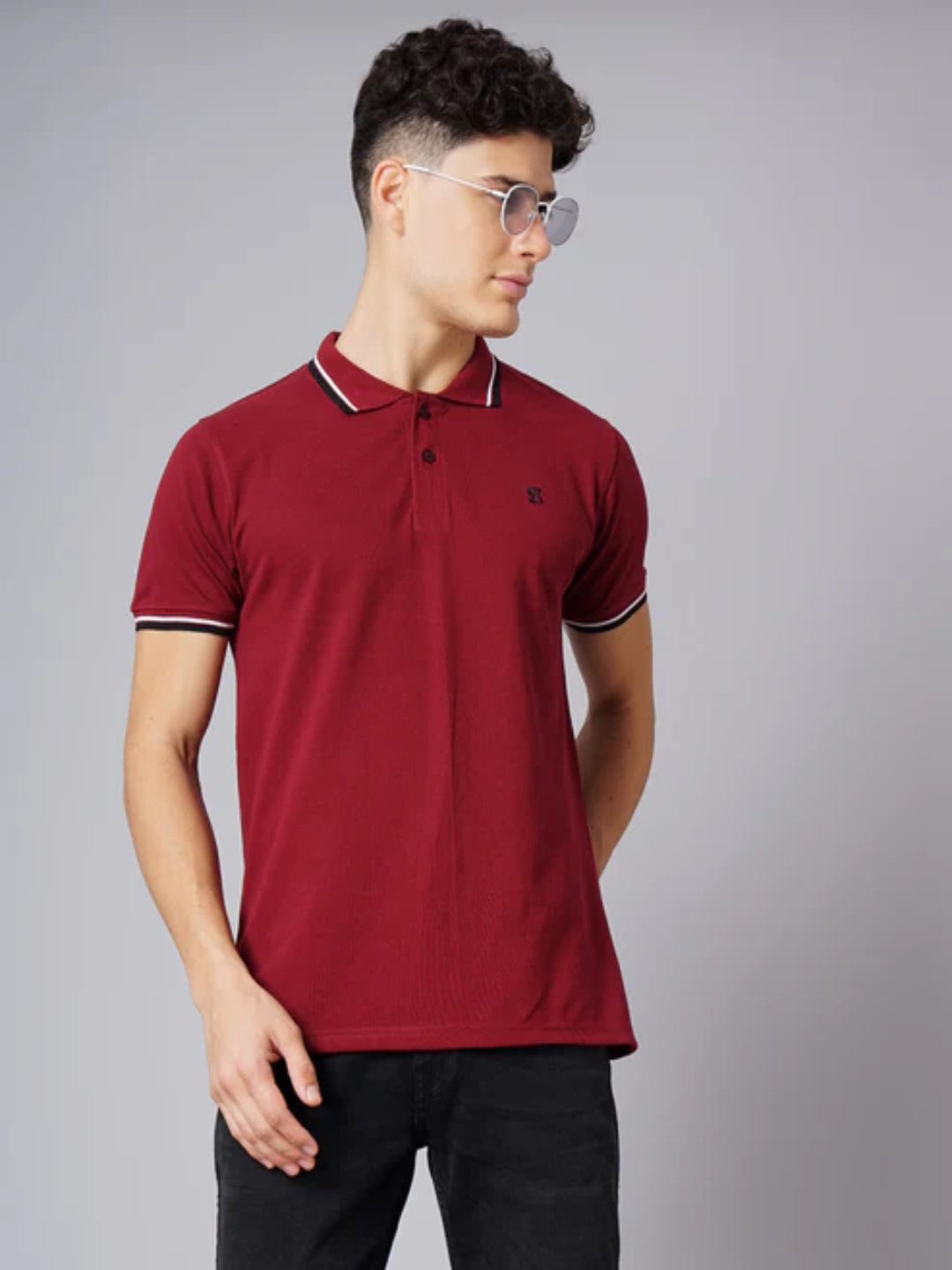 Men Polo Maroon T-Shirt