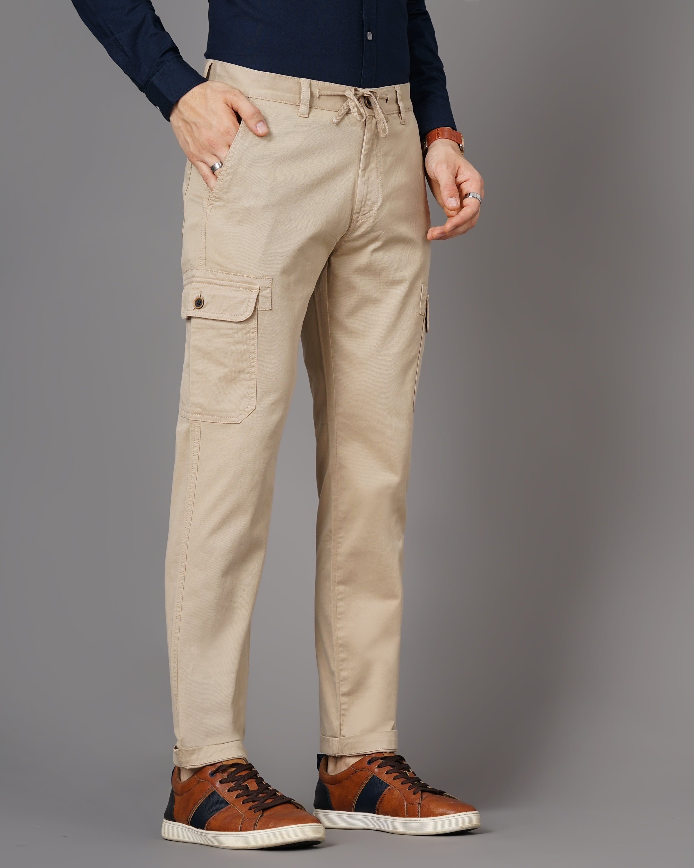 Men Taupe Trousers
