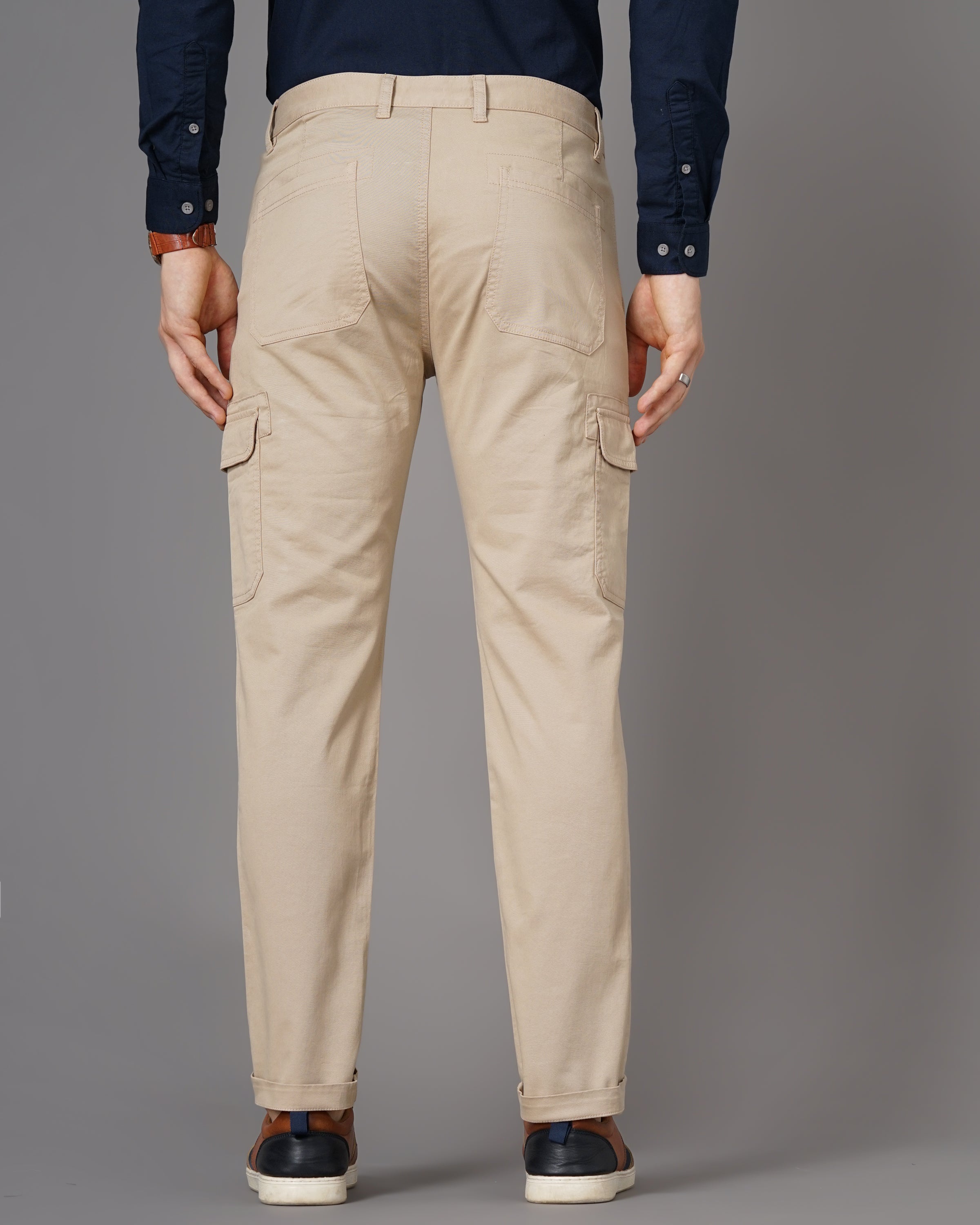 Men Taupe Trousers