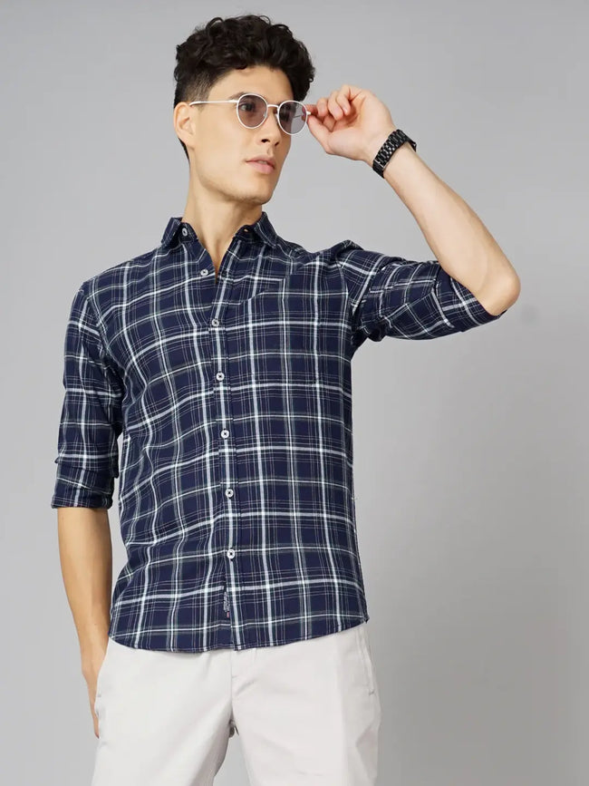 Men Stella Blue Checks Shirt