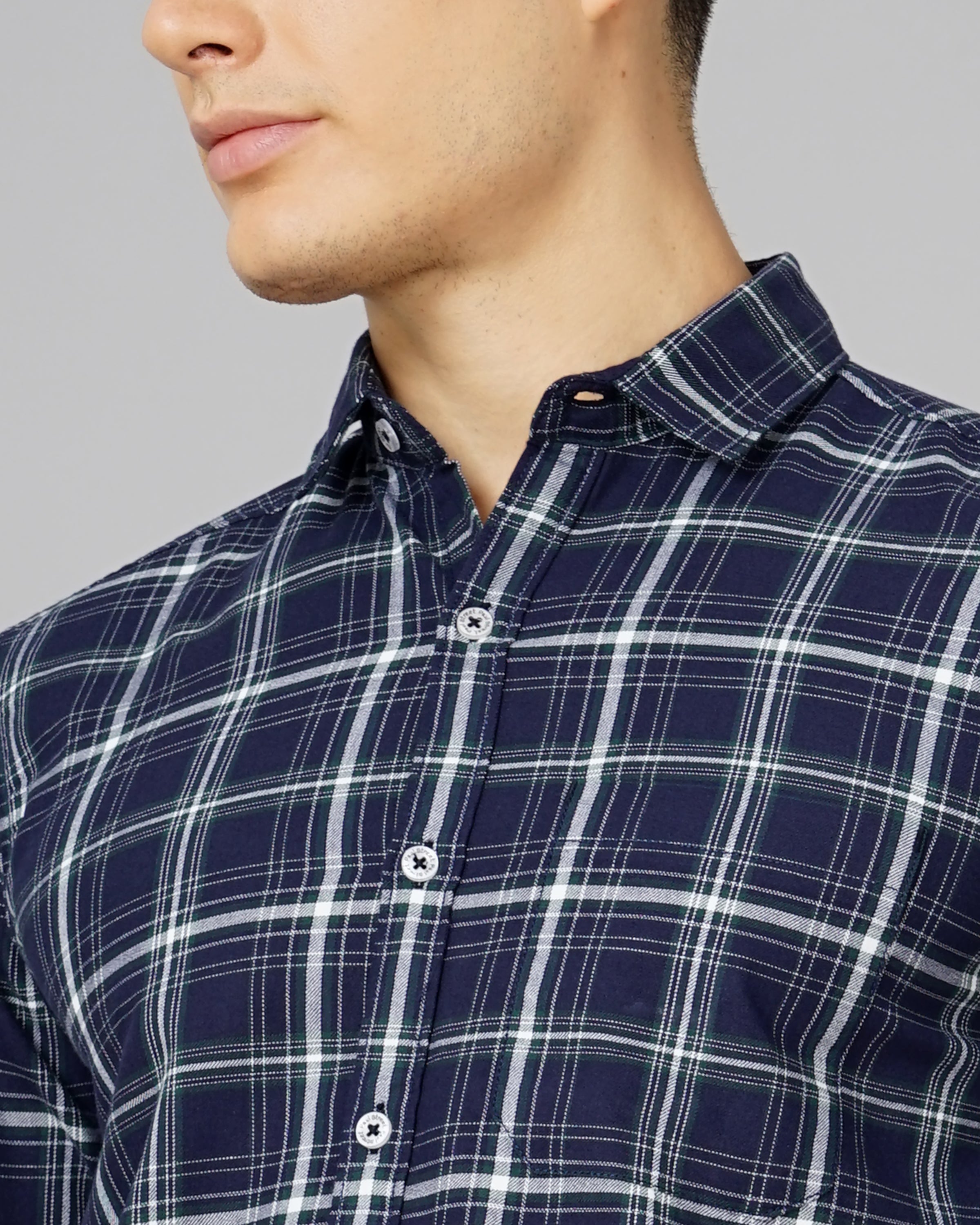 Men Stella Blue Checks Shirt