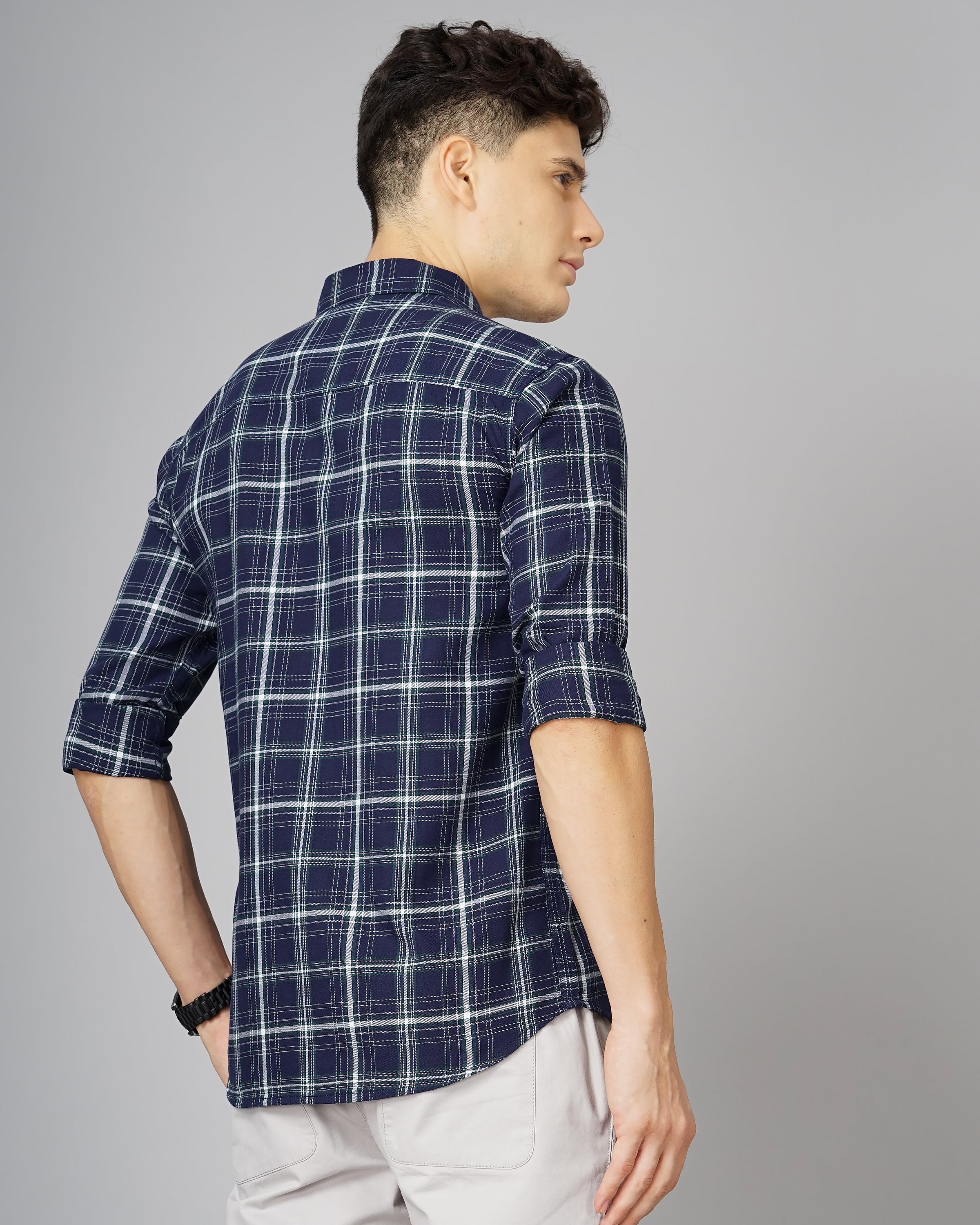 Men Stella Blue Checks Shirt