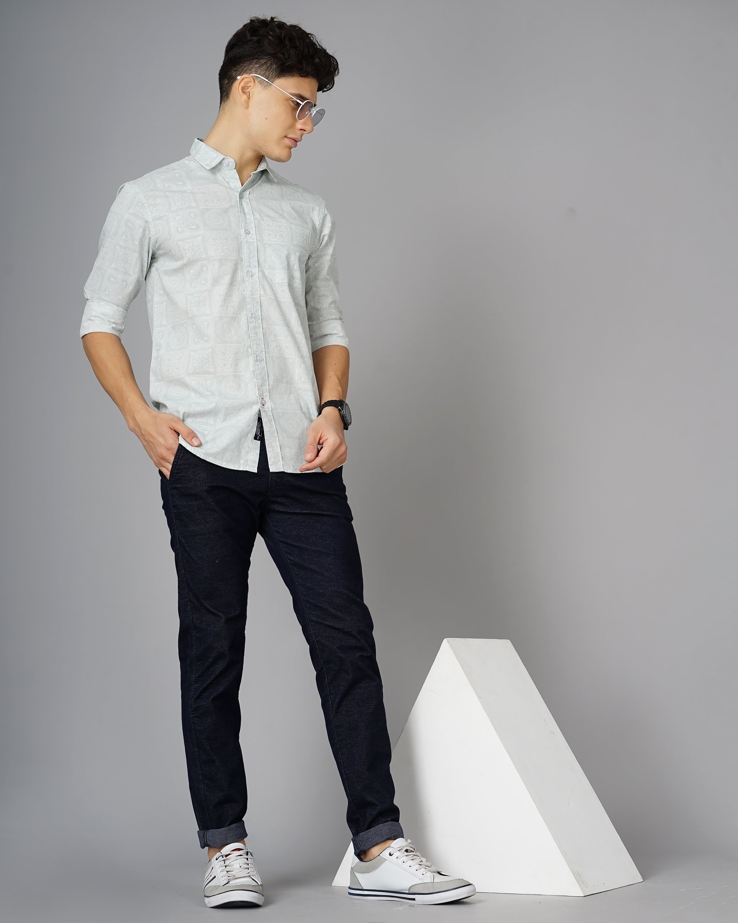 Men Stella Blue Checks Shirt