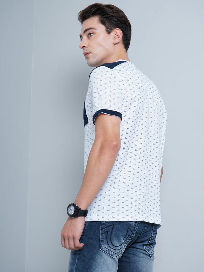 Men Navy Pocket White T-Shirt