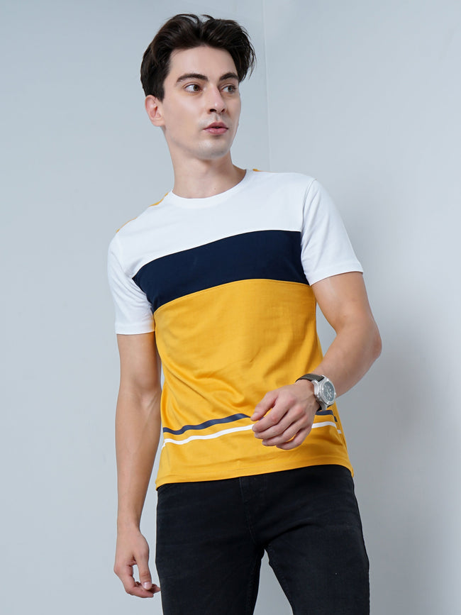 Men Color Block Yellow T-Shirt