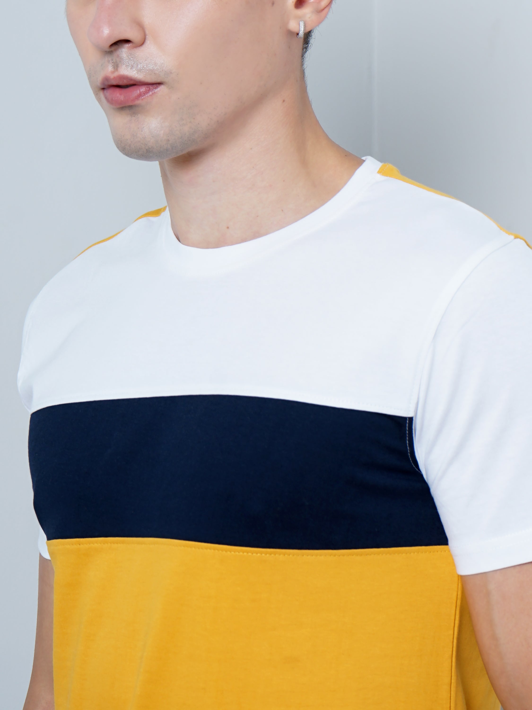 Men Color Block Yellow T-Shirt