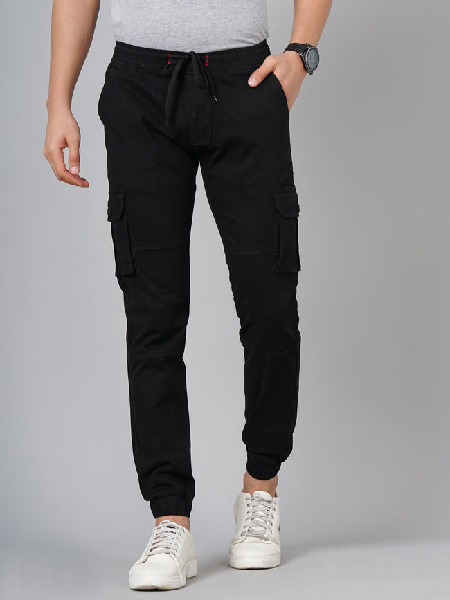 Men Twill Black Cargo Pant